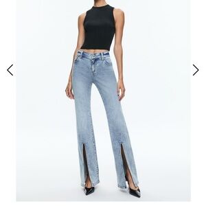 New Alice + Olivia Fierce split front wide leg washed festival cowgirl western